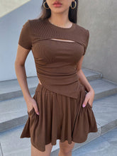 DAZY Women'S Hollow Out Irregular Hem Short Sleeve T-Shirt And Shorts Set